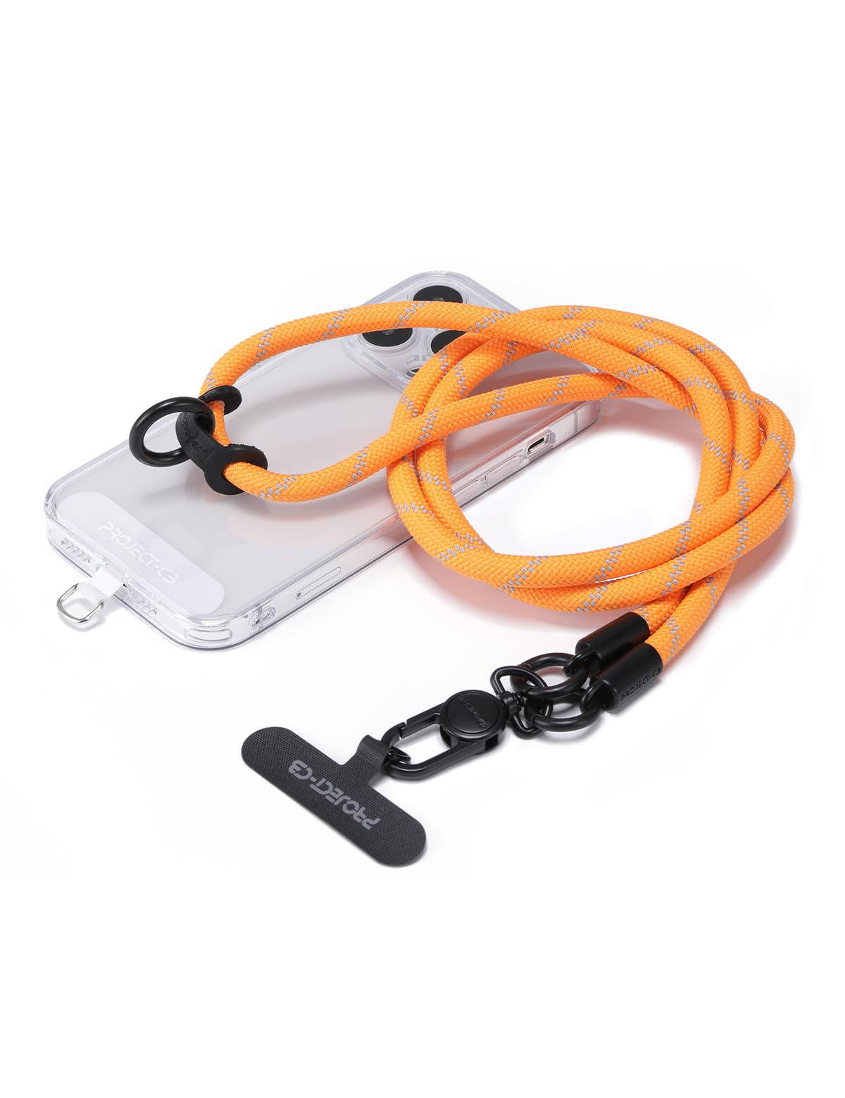 project-cb Phone Lanyard×1,Phone Tether Tab×2, Crossbody Cell Phone Lanyard,Rope Lanyard,Universal Adjustable Phone Strap(Orange)