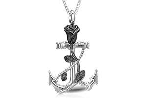XSMZB Rose Flower Anchor Urn Necklace for Ashes Stainless Steel Cremation Ashes Jewelry for Human Pet Anchor Funeral Memorial