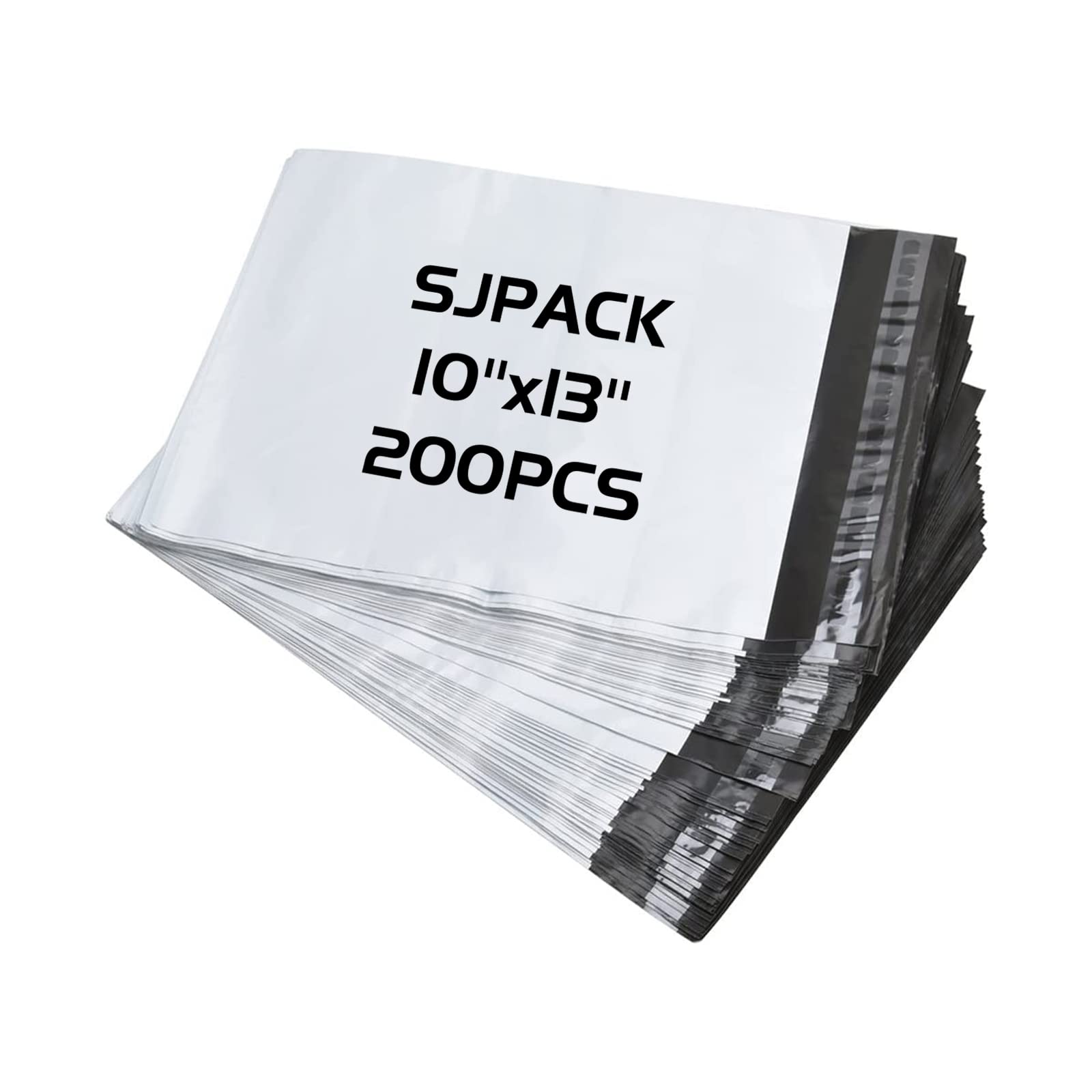 SJPACK 10x13-inch Poly Mailers 200pcs 2.5 Mil Envelopes Bags with Self-Sealing Strip White Poly Bags