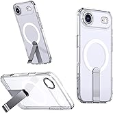 Newhalper Stand Magnetic Case Fit for iPhone Air 2025 Adjustable Kickstand Compatible with MagSafe Military Grade Protection Rugged Shockproof Phone Cover for iPhone 17 Air 6.5 inch,Clear
