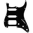 Fender Modern Pickguard, HSS Stratocaster, 11-Hole - Black 3-Ply (3-Screw Hum)