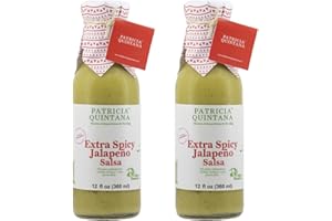 Patricia Quintana Extra spicy Jalapeño Salsa - Authentic Artisanal Mexican Ingredients - Perfect topping to your tacos, burritos, enchiladas or other favorite food (12 oz, 2 Bottles)