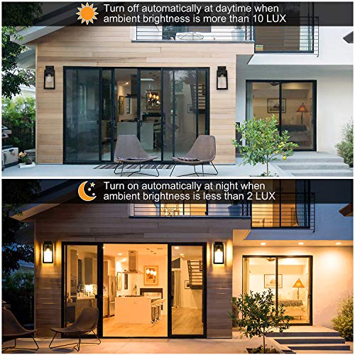 Dusk to Dawn Sensor Outdoor Wall Sconce, Exterior Wall Lantern Fixture with E26 Base Socket, Wall Mount Lights Anti-Rust Waterproof Matte Black Wall Lamp with Clear Glass Shade for Garage, Doorway