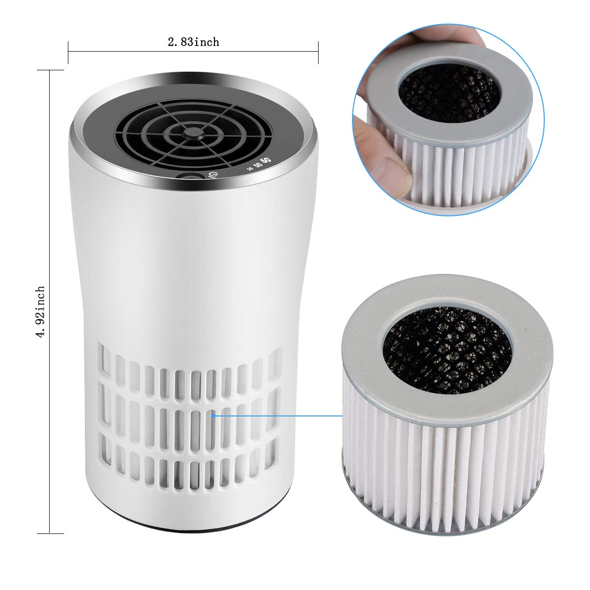 MX Air Purifier with True HEPA Filter-for Car,Room, Home, Dust, Mold, Pets, Smokers, Odor