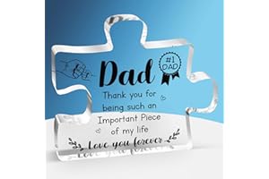 BUIOATA Dad Gifts - Delicate Dad Birthday Gifts from Daughter Son - Engraved Acrylic Block Puzzle Piece Decorations 3.9 x 3.3 inch - Christmas Fathers Day Birthday Gifts for Dad, Ideas