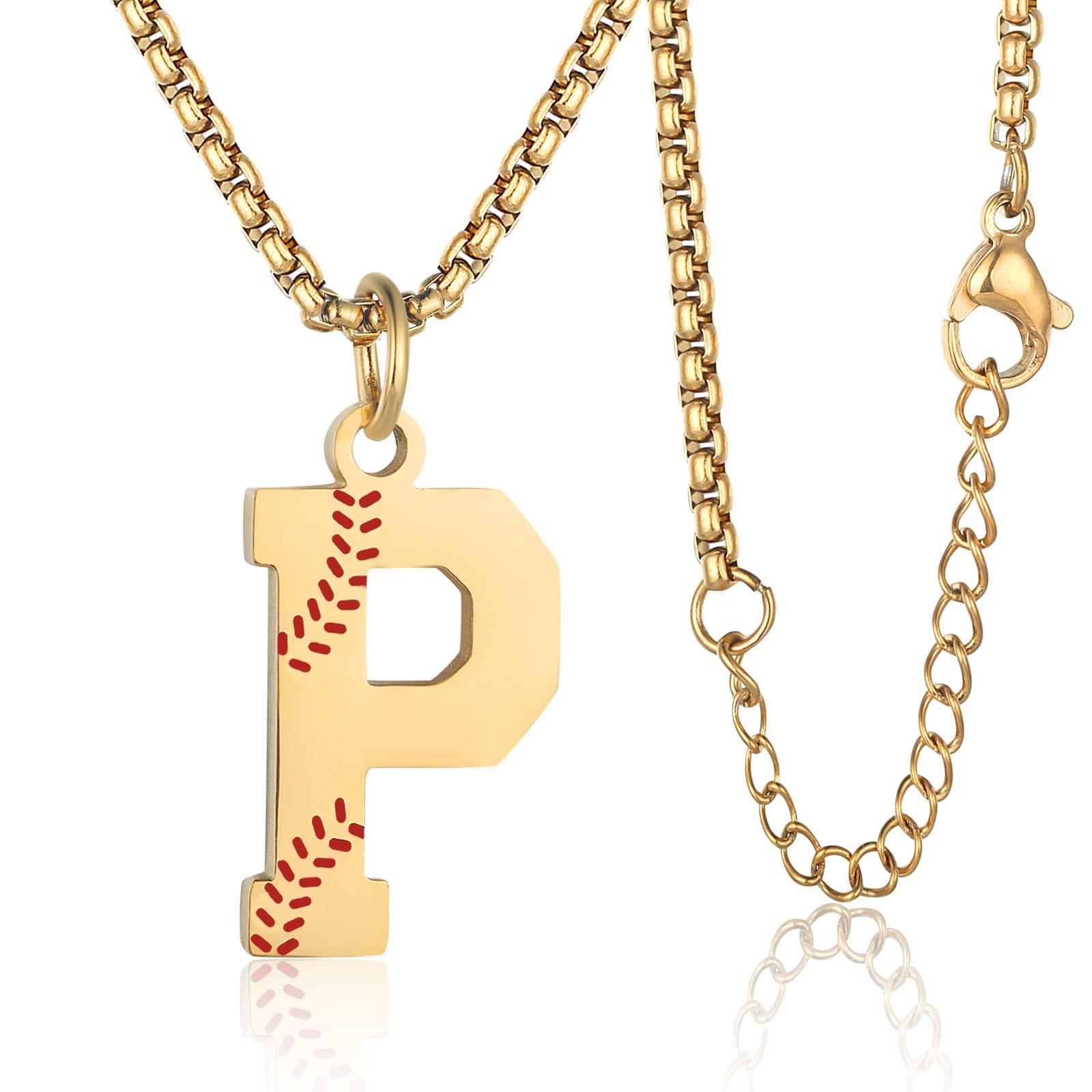 Susook Baseball Initial Necklace for Men Baseball
