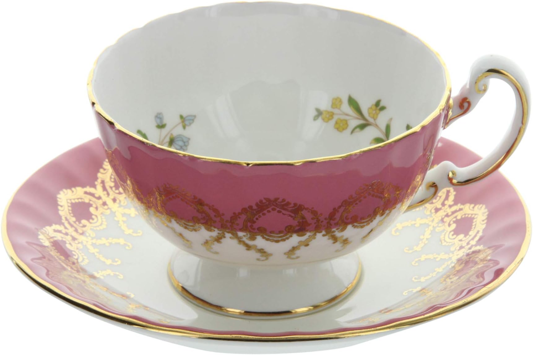 Vintage Aynsley England Fine English Bone China Flowers & Butterfly Tea Cup and Saucer Set