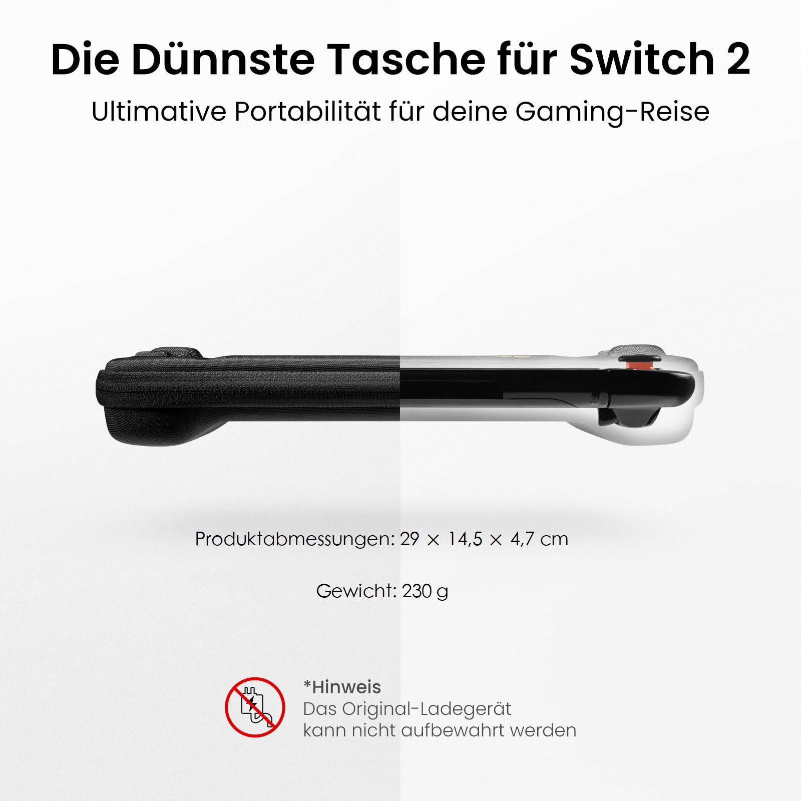 tomtoc Slim Tasche Kompatibel mit Nintendo Switch 2 (2025), Geruchlos Ultradünn Case für Konsole und 12 Spiele, Hartschalenetui Schutzhülle Tragetasche mit Original-Patent und Militärstandard-Schutz 3