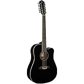 Oscar Schmidt OD312CEB-A Dreadnought (12 String) Cutaway Acoustic Electric Guitar. Black