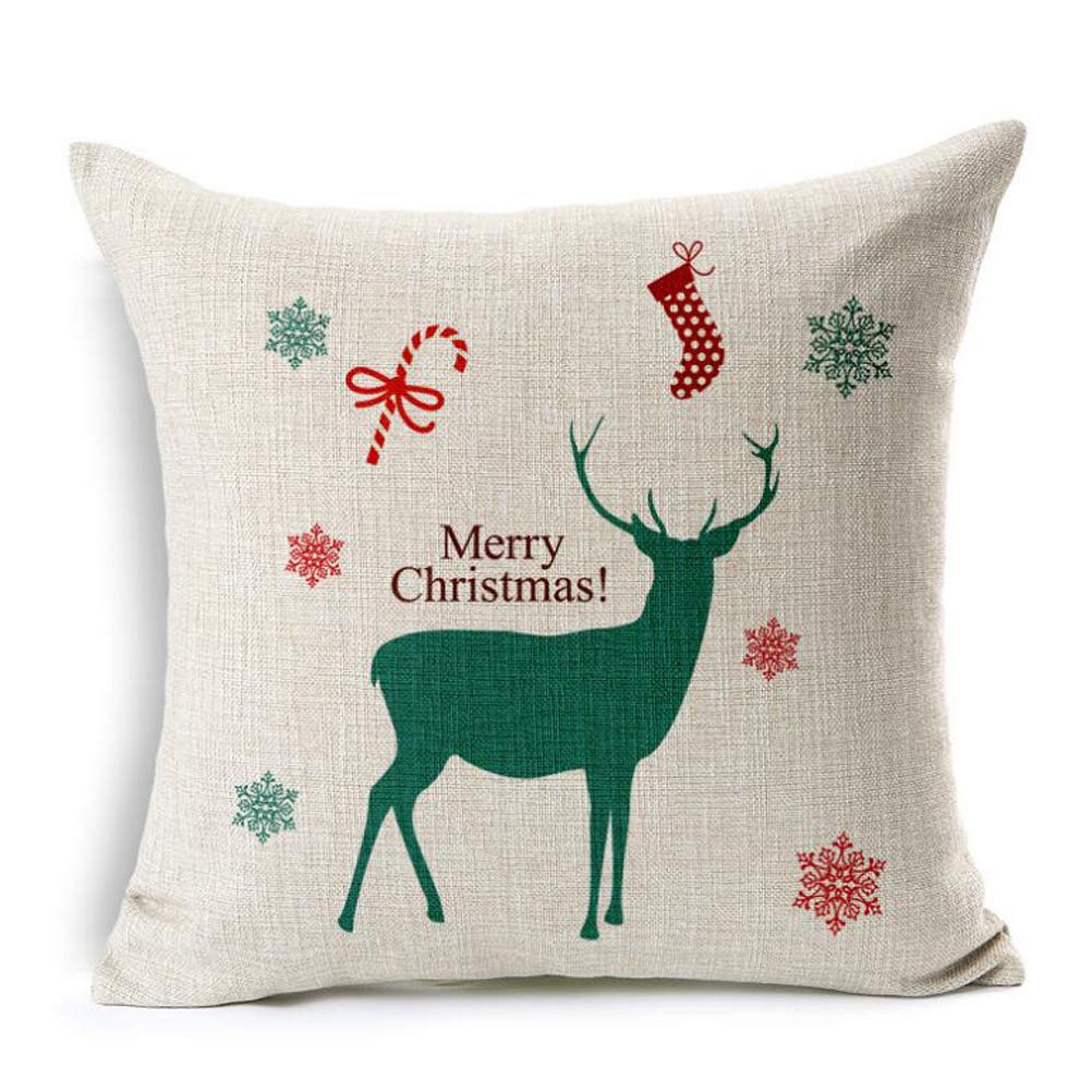U-LOVE Merry Christmas Decorative Pillow Covers Christmas Tree Christmas Deer Santa Claus Pillowcases Throw Cushion Cover 18x18 Inches,4Pack(Merry Christmas)