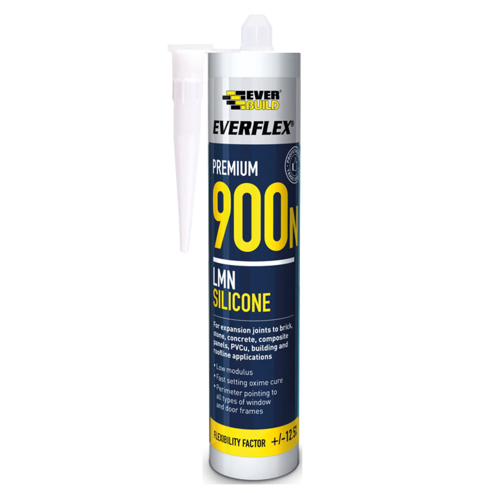 Everbuild Everflex 900N LMN (Low Modulus, Neutral Cure) Silicone Sealant, White, 295 ml