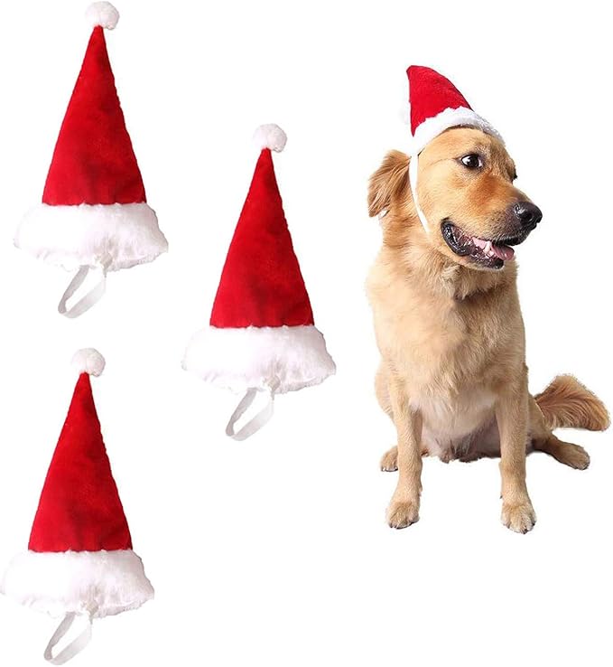 Carnavalife Pack 3 Kleine Weihnachtsmannhüte für Hunde und Katzen