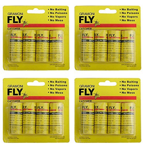 GRAMONI 16PCS Sticky Fly Catcher Trap,Fly Paper Ribbons, Fly Catcher Ribbon,Fly Paper Strips,Fly Trap (16psc)