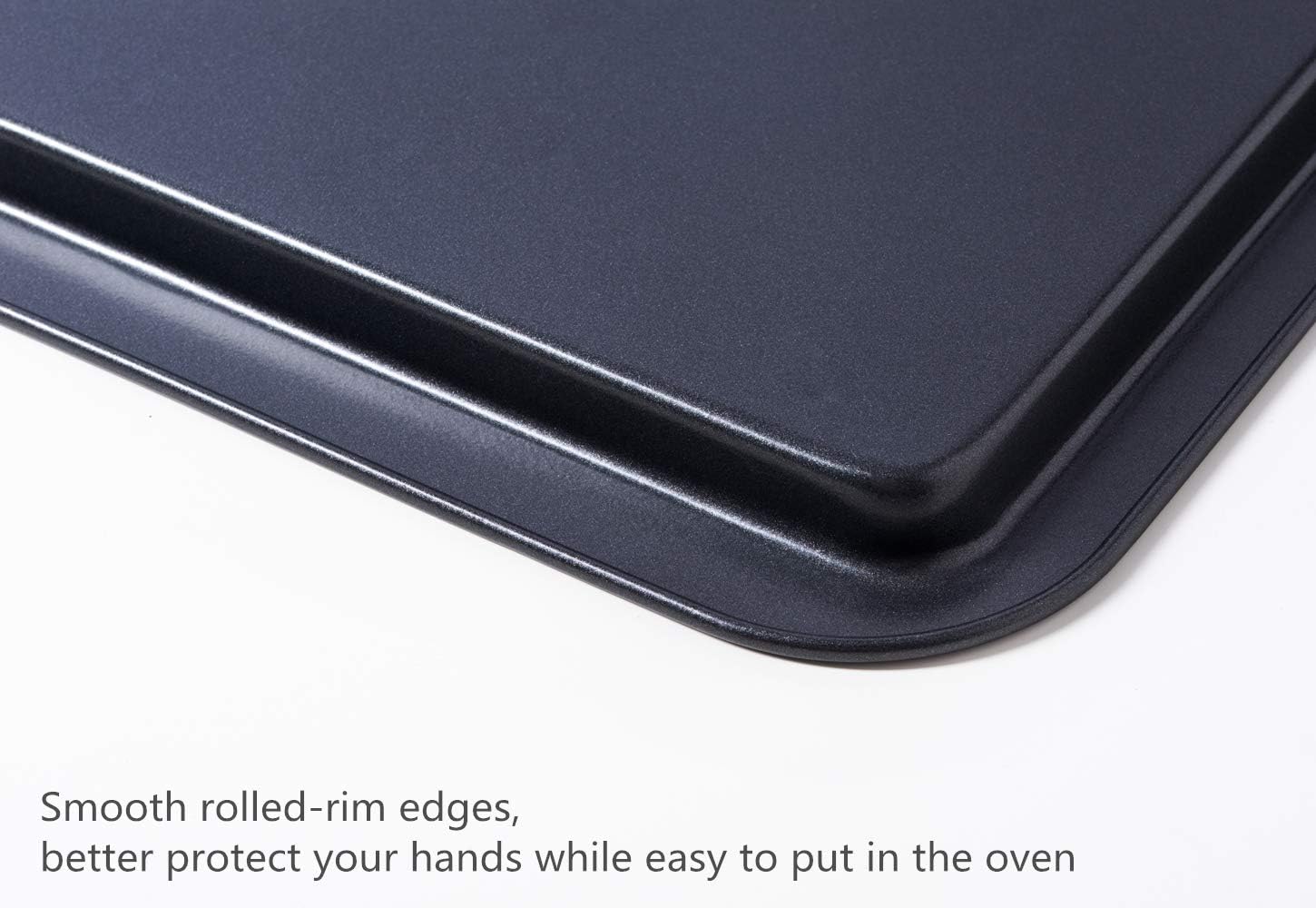 Amazqi Baking Sheet Nonstick, Cookie Sheets for Baking Nonstick 3 Set, Heavy Duty Large Size Carbon Steel 15/17/19 Inch Premium Baking Pan Tray, Non Toxic Durable Easy Clean for Home Use: Kitchen & Dining