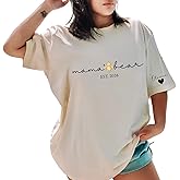 Custom Mama Bear Shirt with Kid Names on Sleeve Mama Bear Tshirt for Mamma Personalized Mom Shirt Mother’s Day T-shirt