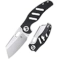 Kizer C01c(Mini) EDC Sheepdog Pocket Knife Black White G10 Handle 154CM Steel Folding Knife for Men, Thumb Hole Opener Outdoor Survival Capming Knives V3488C7