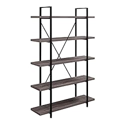 HSH 5-Shelf Vintage Industrial Rustic Bookshelf, 5