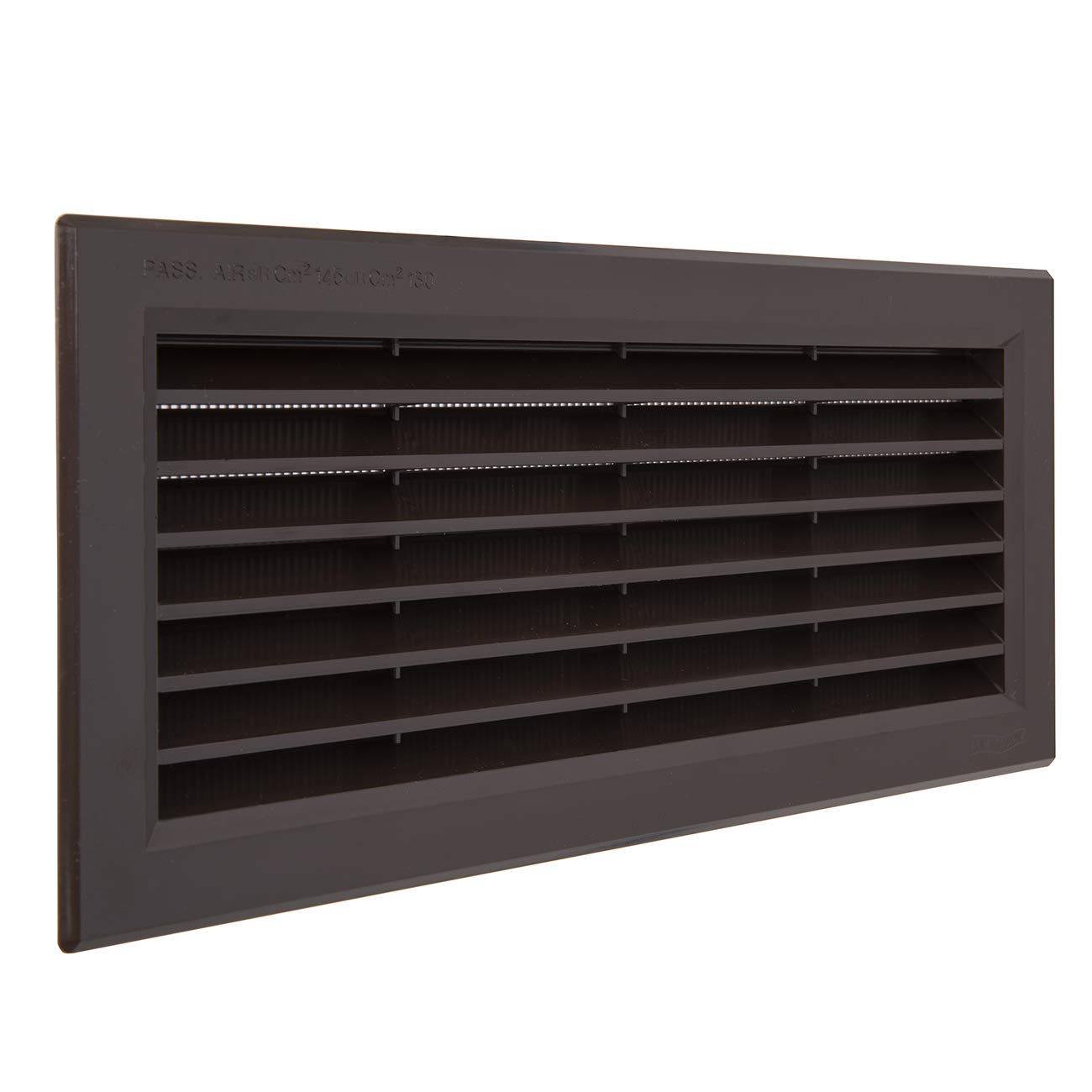 La Ventilazione P31R13M Rectangular Ventilation Grille Made of Brown Plastic for Installation with Insect net. Dimensions: 315 x 136 mm, 315x136 mm