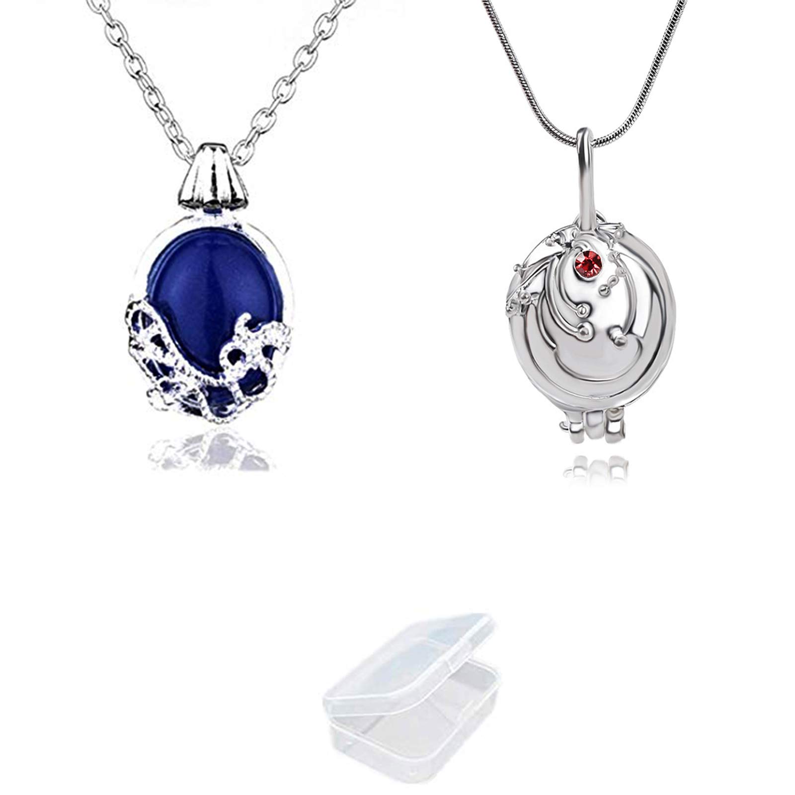 YouU 2 Pcs The Vampire Diar.s Elena Gilbert Opening Vervain Locket Pendant Necklace and Daywalking Katherine Necklace Pendant Charm Necklace-Royal Blue