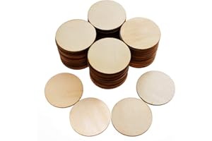 Jyongmer 100 Pieces Unfinished Wood Circle - 2 Inch Round Disc Blank Natural Wooden Cutout Ornaments for Decoration DIY Craft Art Supplies, 0.11 inch Thick