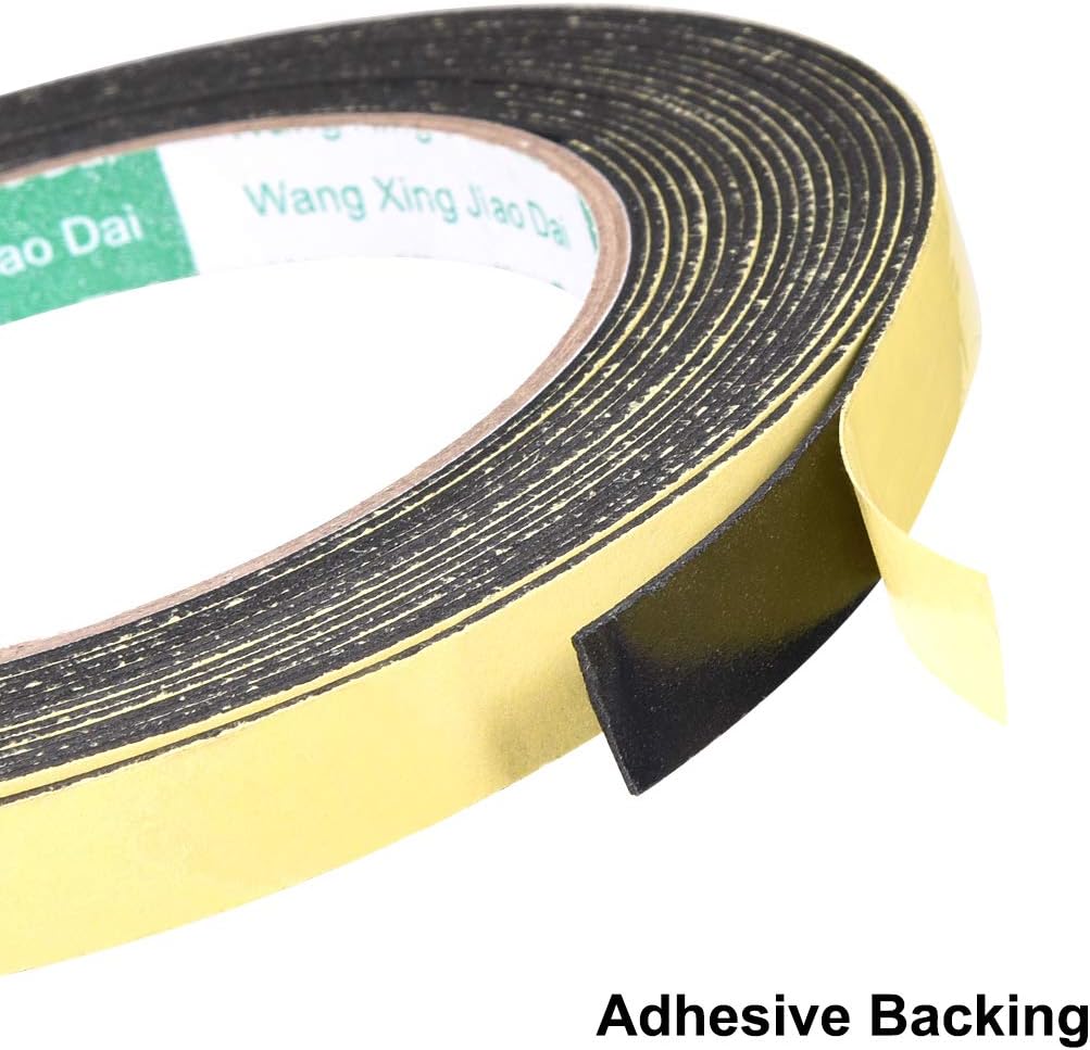 sourcing map Sealing Foam Tape 10mm Wide 1mm Thick 5m/16.4ft Long, Self Adhesive Weather Strip for Window Door Insulation Pack of 2 - Image 4