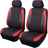 Flying Banner Gabardine Mesh Front Car Seat Covers Airbag Compatible Black Red view 1