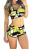 Viottis Women's Bandage Sporty Bathing Suit Boyleg Short Swimwear Swimsuit