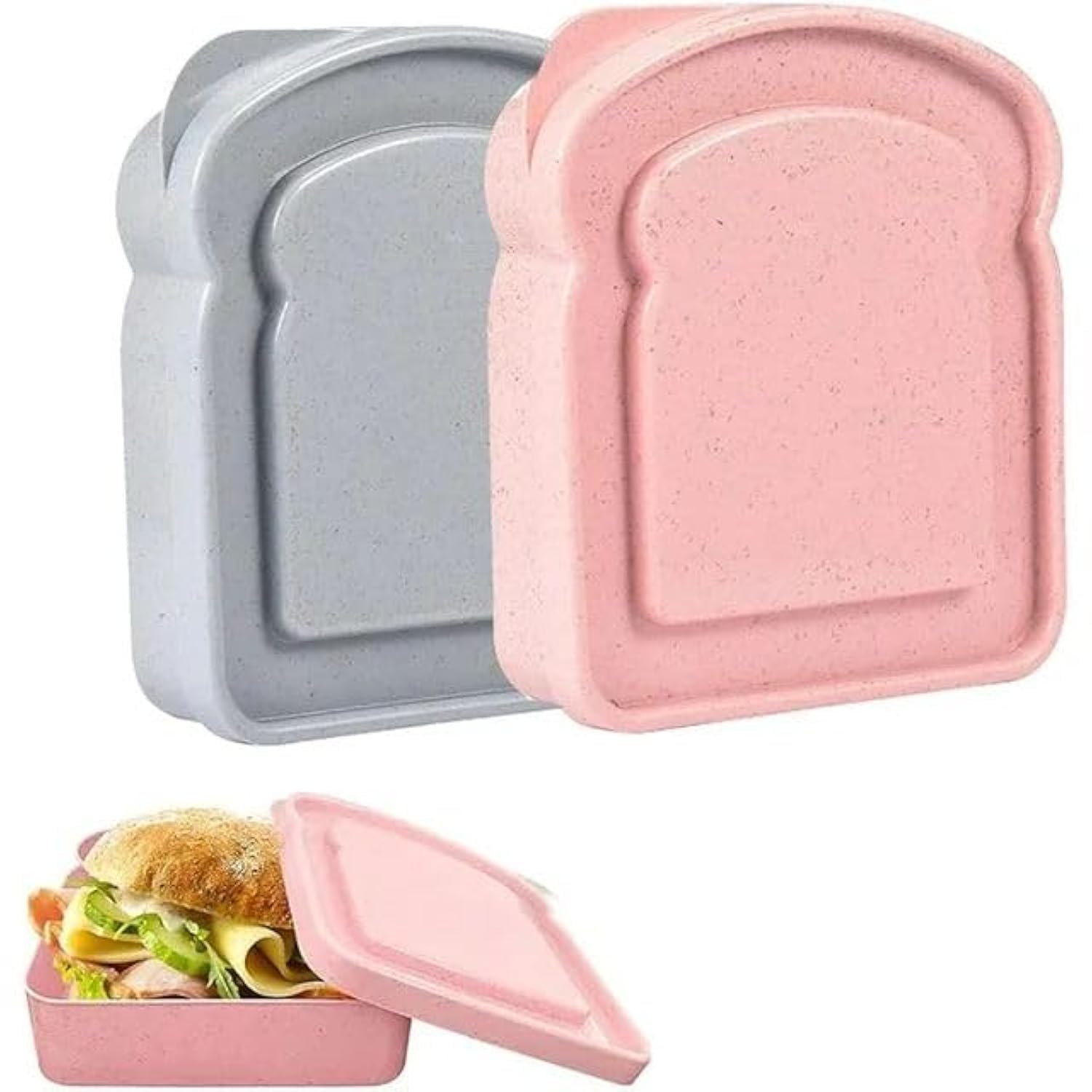 Photo 1 of ***ONLY ONE GREY*** Tangseajiao 1Pc Random Color Cute Sandwich Containers With Lids, Sandwich Box Food Storage Toast Shape Holder Plastic for Lunch, Sandwich Keeper for Adults Prep Microwave Food Containers