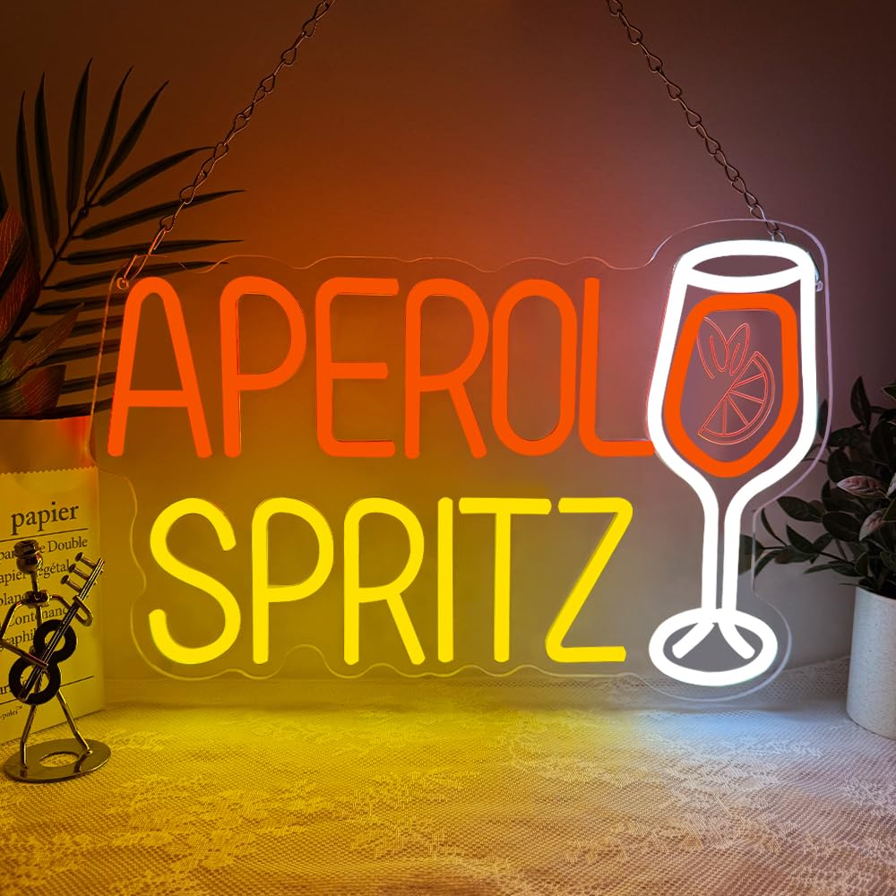 Aperol Spritz Neon Light Sign for Wall Art Decor,Cocktail LED Light for Home Bar Bedroom Club Party Pub Man Cave,Aperol Bar Colourful Dimmable Neon Sign Gift for Men Women USB Powered（16.4"*10.6"）