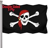 Pirate Jolly Roger Bandana Flag 3x5 Outdoor Double Sided 3 Ply Pirate Flag with 2 Brass Grommets