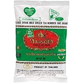Number One Milk Green Tea Mix in Fine Loose Leaves with Mild Jasmine Flavor, Effortlessly Make Iced Thai Green Tea with Milk or Boba Tea, 70-Year-Old Traditional Brand from Thailand (7 oz Bag)