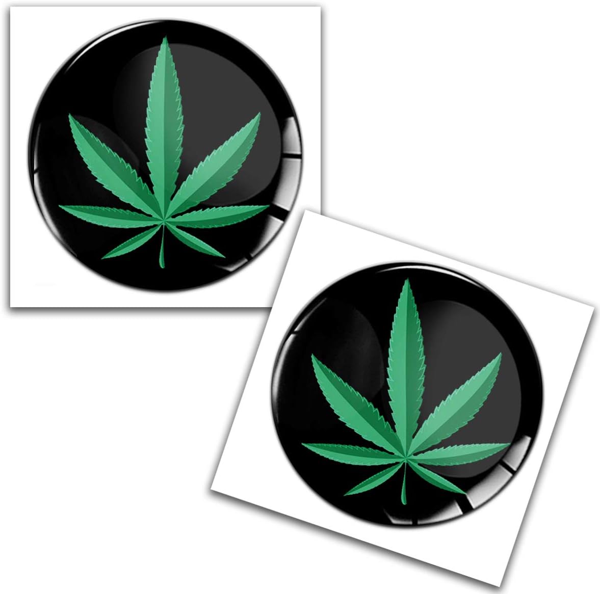 SkinoEu® 2 x 3D Gel Silicone Stickers Decals Marijuana Leaf Cannabis Weed Logo Emblem Badge Car Auto Moto Motorcycle Windows Door PC Tablet Laptop Accessories Tuning Gift JDM KS 6 - Image 3