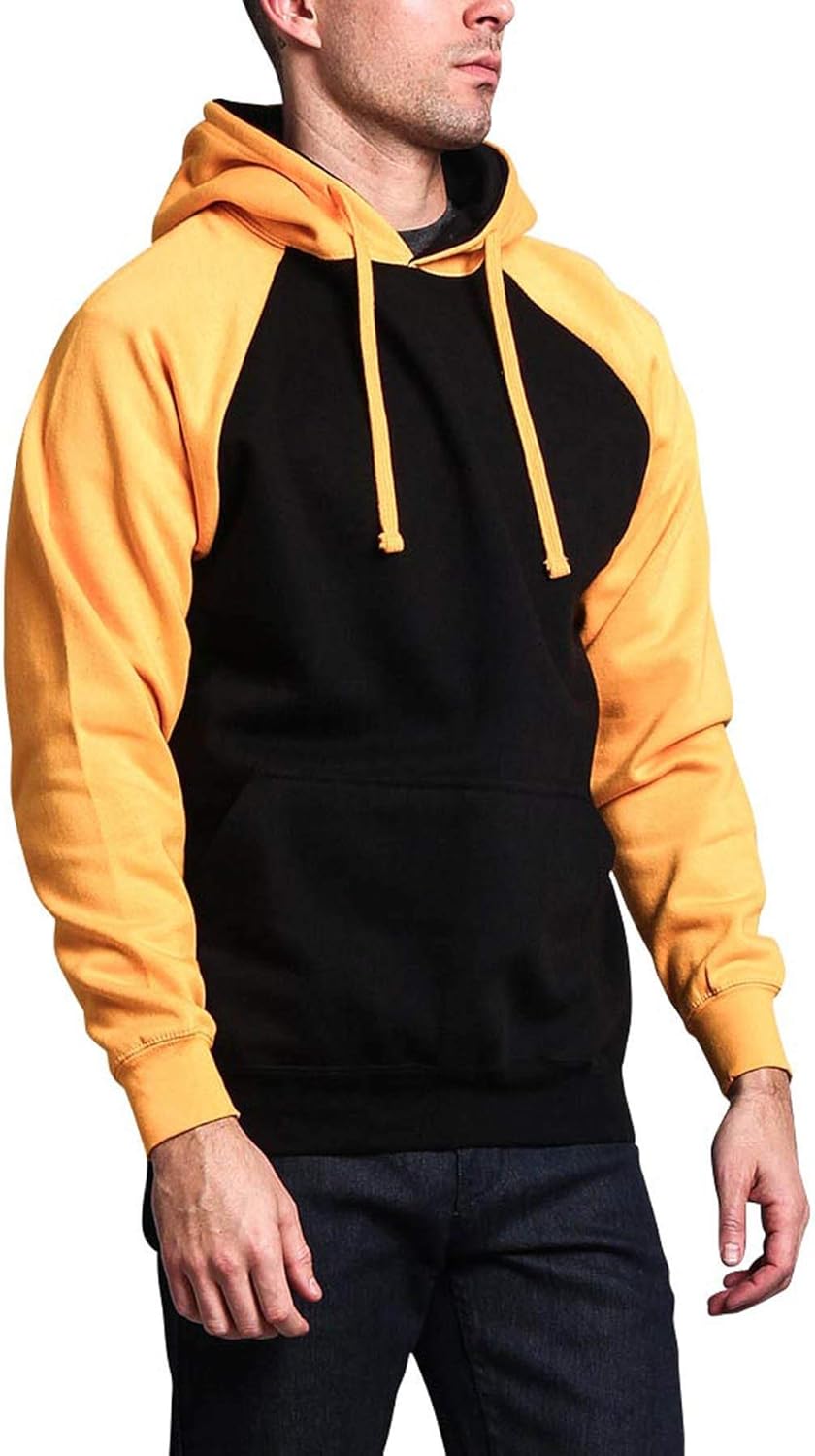 G-Style USA Premium Heavyweight Contrast Raglan Sleeve Pullover Hoodie Sweatshirt at  Men’s Clothing store