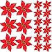 SATINIOR 20 Packs Christmas Faux Flowers Glitter Poinsettia Christmas Tree Ornament DIY Holiday Floral Arrangements (Red)