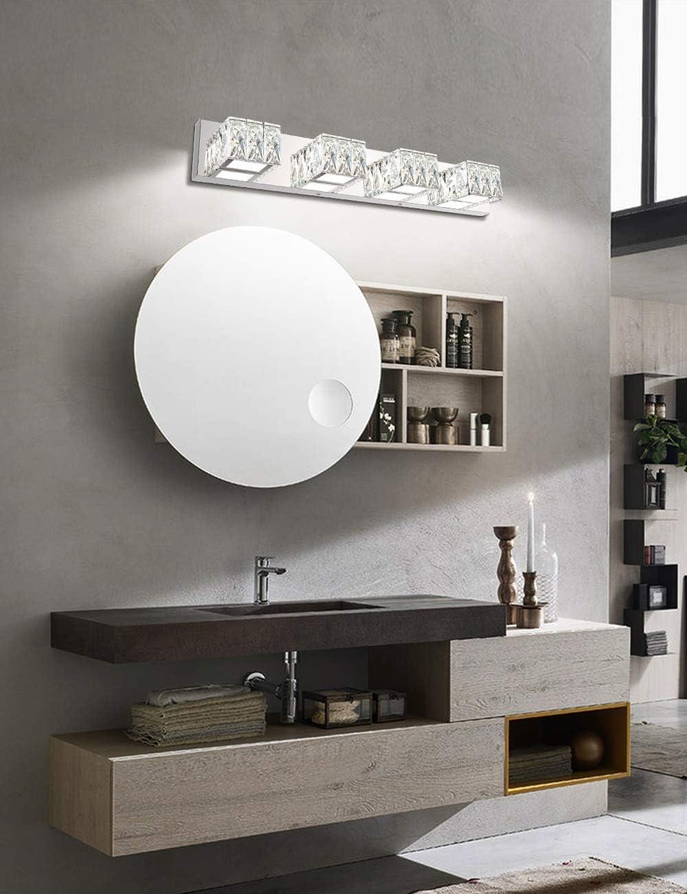ZUZITO Bathroom Vanity Lighting Fixtures 7800 Modern Crystal Vanity Light Over Mirror White Light, 6000K(4 Lights) - - 