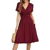 WEACZZY Women's Summer Short Sleeve Casual Dresses V-Neck Floral Party Dress with Pockets