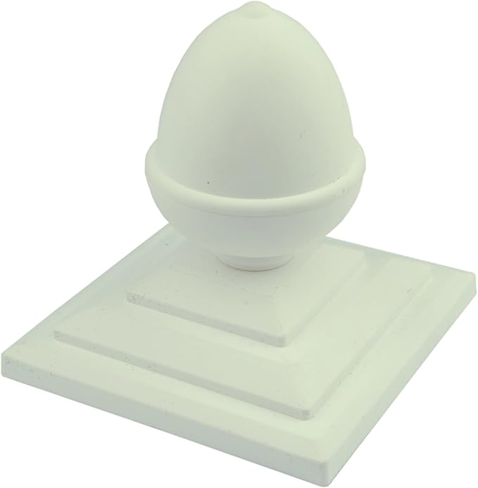 2 x Linic White Acorn Fence Top Finials & 4" Fence Post Caps. UK MADE