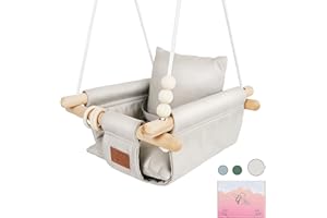 BY FOREV The Classy Leather Swing Seat for Baby’s Happiness & Growth - UV Resistant Leather for Indoor and Temporary Outdoor - Infant to Toddler - Seat with Velcro & Belt - Ceiling Hardware - Gift for Lover