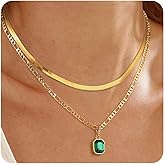 Mesovor Gold Crystal Layered Necklaces for Women Trendy, 18K Gold Plated Statement Crystal Pendant Necklace | Birthstone Necklace Jewelry Gifts