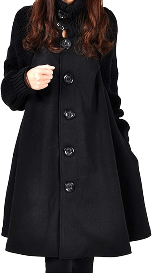 Damen Mantel Elegant Trenchcoat Damen Wollmantel Classic Schwarz Lang Langmantel Übergangsjacke ...