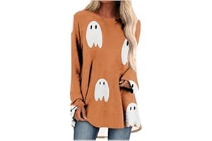 Huilaibazo Womens Halloween Tunic Tops Spider Web Graphic Shirts Flowy Long Sleeve Blouse Plus Size Swing Tunics for Leggings