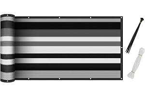 Siebwin Balcony Privacy Screen, 3.0ft x 19.7ft UV-Proof Weather Resistant Fence Apartments Railing Sun Shade Mesh Cover with 