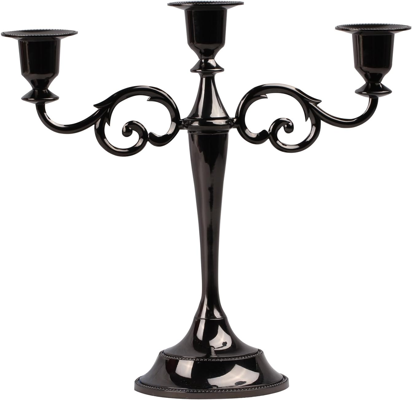 Viscacha 3-Candle Metal Candelabra – Candlesticks Holder for Formal Events, Wedding, Church, Holiday Décor, Halloween – Taper Candle Holder Stand Centerpiece Elegant Decoration Piece for Table,Black