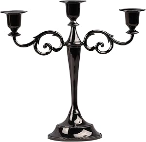 Viscacha 3-Candle Metal Candelabra – Candlesticks Holder for Formal Events, Wedding, Church, Holiday Décor, Halloween – Taper Candle Holder Stand Centerpiece Elegant Decoration Piece for Table,Black