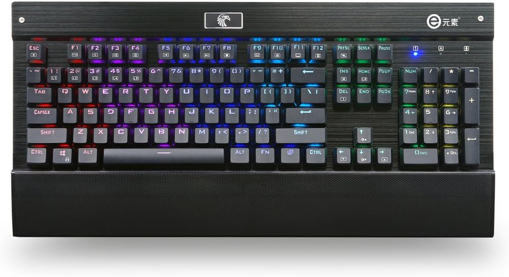MechanicalEagle Z-77 RGB Backlit 104 Keys Mechanical Gaming Keyboard with Blue Switches DIY-Replaceable Switches - Black