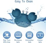 Vicloon Baby Suction Plate Dark Blue Silicone Non Slip Divided Plate view 6