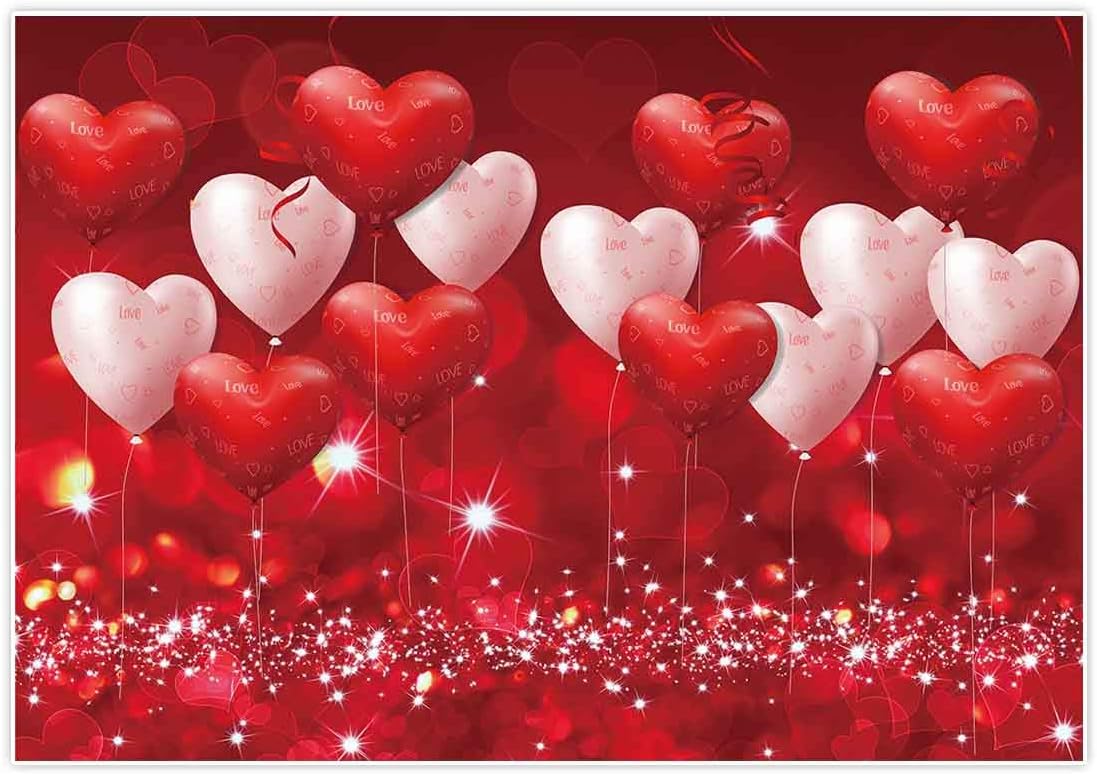 Allenjoy 7x5ft Fabric Valentine's Day Backdrop Red Hearts