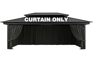 Pakunoda Outdoor Gazebo Curtain Replacement Universal 4-Panel Sidewalls 12' X 20',Outdoor Patio Waterproof Privacy Curtain with Double Zipper for Patio, Canopy, Garden, and Backyard (Curtain Only)