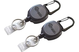 Key-Bak Sidekick Professional Heavy Duty Self Retracting ID Badge / Key Reel with Retractable Kevlar Cord, 24" Black (2 Pack)