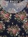Allegra K Women's Floral Prints Three Quarter Sleeves Peplum Top L Navy Blue